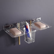 GLOXY® Unbreakable Corner Double Soap Dish with Toothbrush & Tumbler Holder - Stylish Bathroom Accessories.