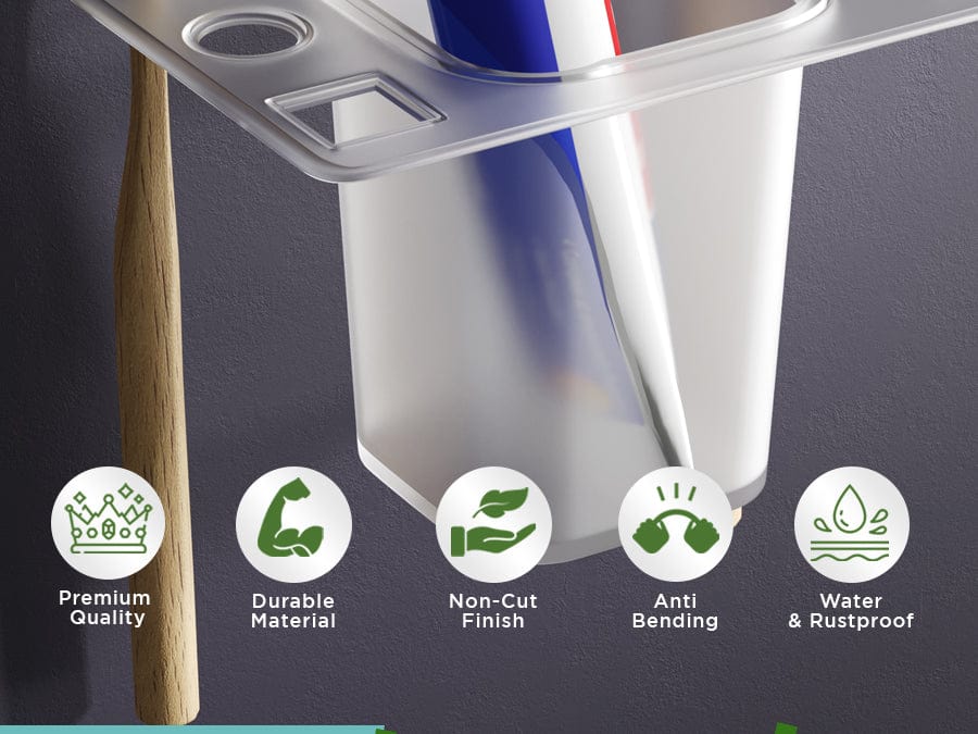 Unbreakable Transparent Wall Mount Acrylic Toothbrush & Tumbler Holder