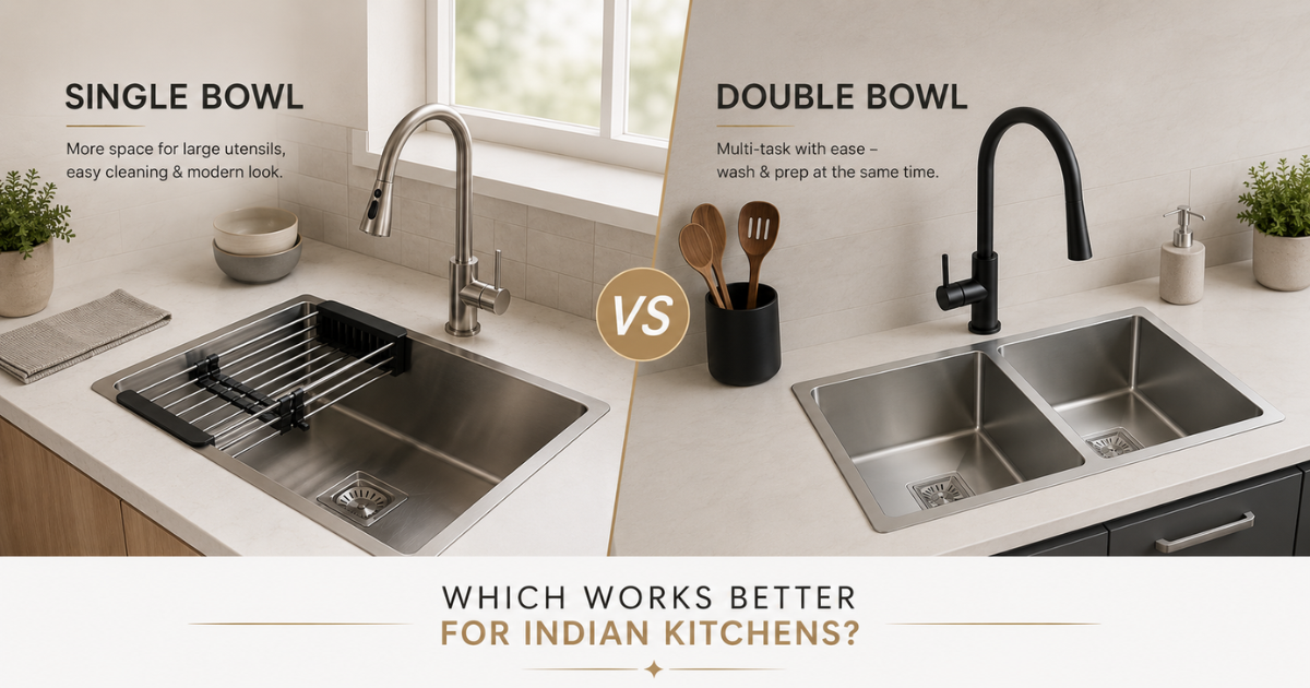 Single Bowl vs Double Bowl Kitchen Sink: Which Works Better for Indian Kitchens?
