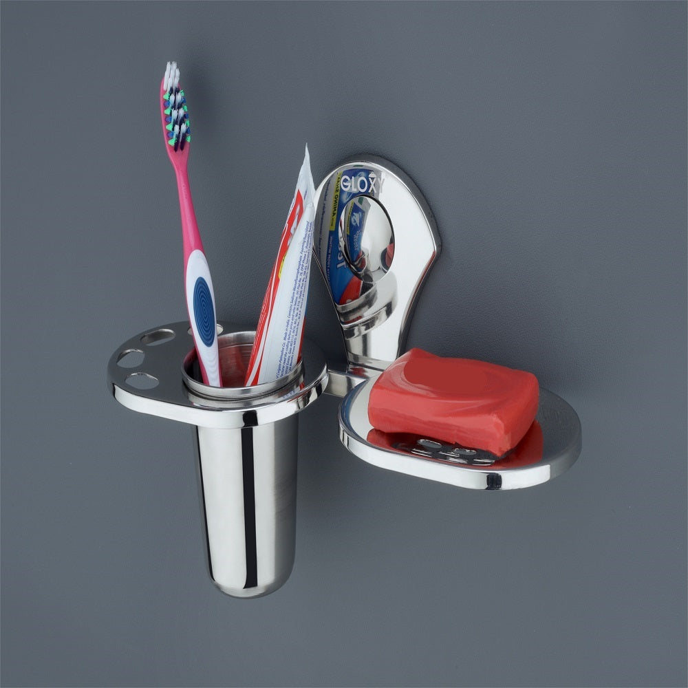 Flower Stainless Steel Toothbrush Holder with Soap Dish