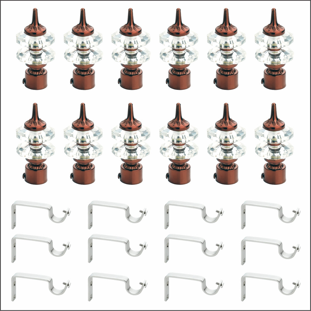 Double Diamond Aluminium Curtain Bracket with Support(Coffee)