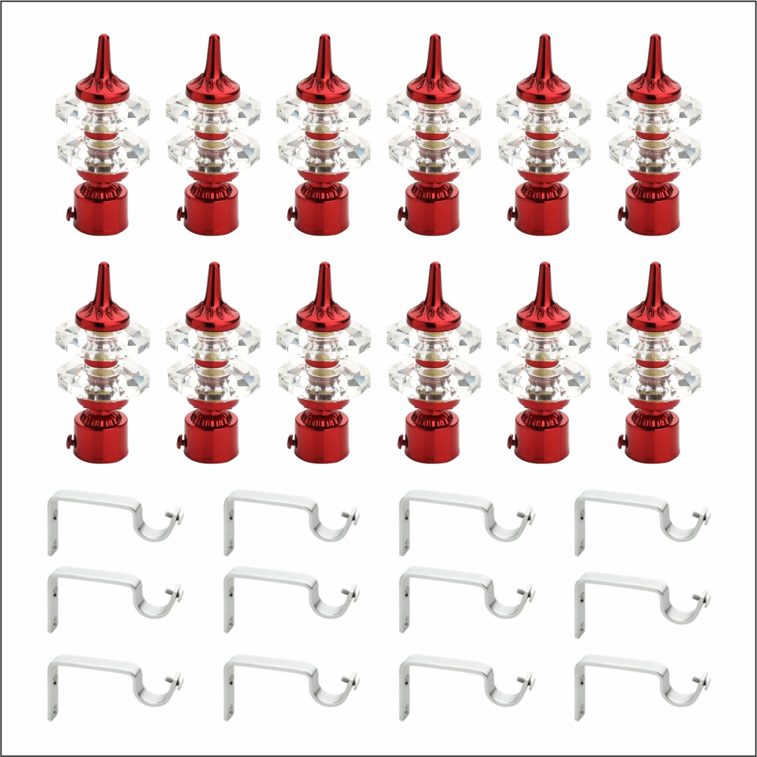Double Diamond Aluminium Curtain Bracket with Support (Maroon)