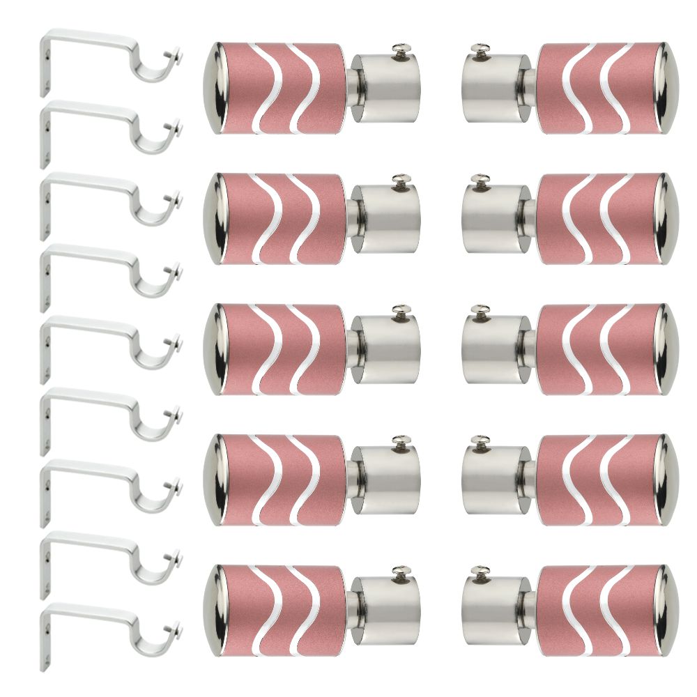 2 Line Aluminium Curtain Bracket with Support(Pink)