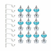 Gloxy Single Diamond Aluminium Curtain Rod Finials with Support– Silver Mix Sky Blue Pair of 5