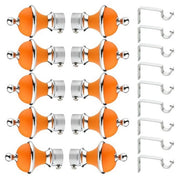 Gloxy Manjira Shape Stainless Steel & ABS Curtain Rod Finials with Support– Orange 5 Pair