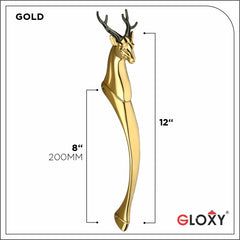 GLOXY ENTERPRISE Aluminium 12 Inch Brass Deer Shape Curved Main Door Handle Decorative Push & Pull Door Handle Vintage Classy Look for Glass and Wooden Door