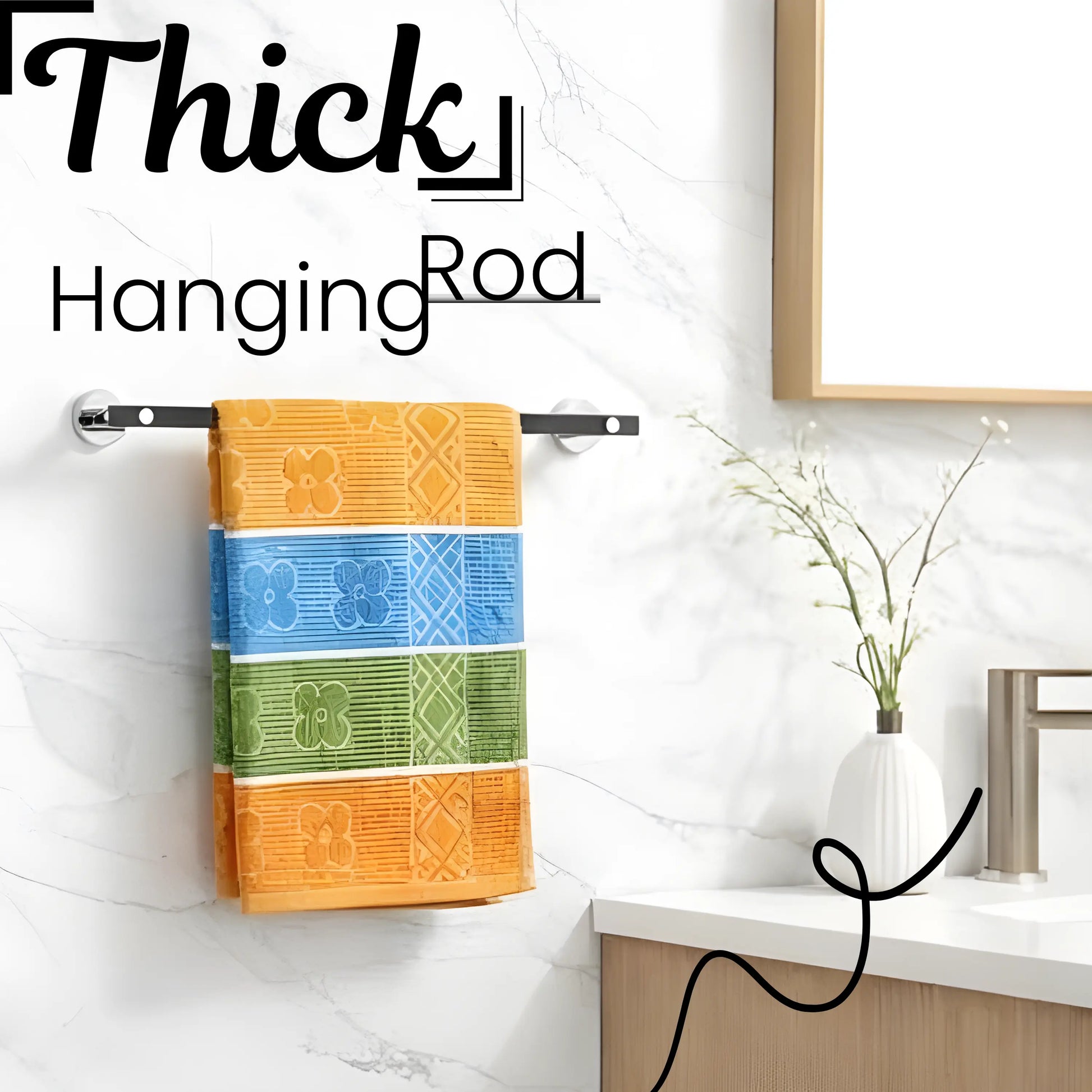 Black Finish 24 Inch Stainless Steel Towel Rod for Bathroom by GLOXY®