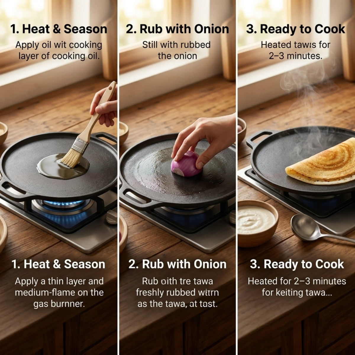 GLOXY Premium Cast Iron 2 in 1 Tawa