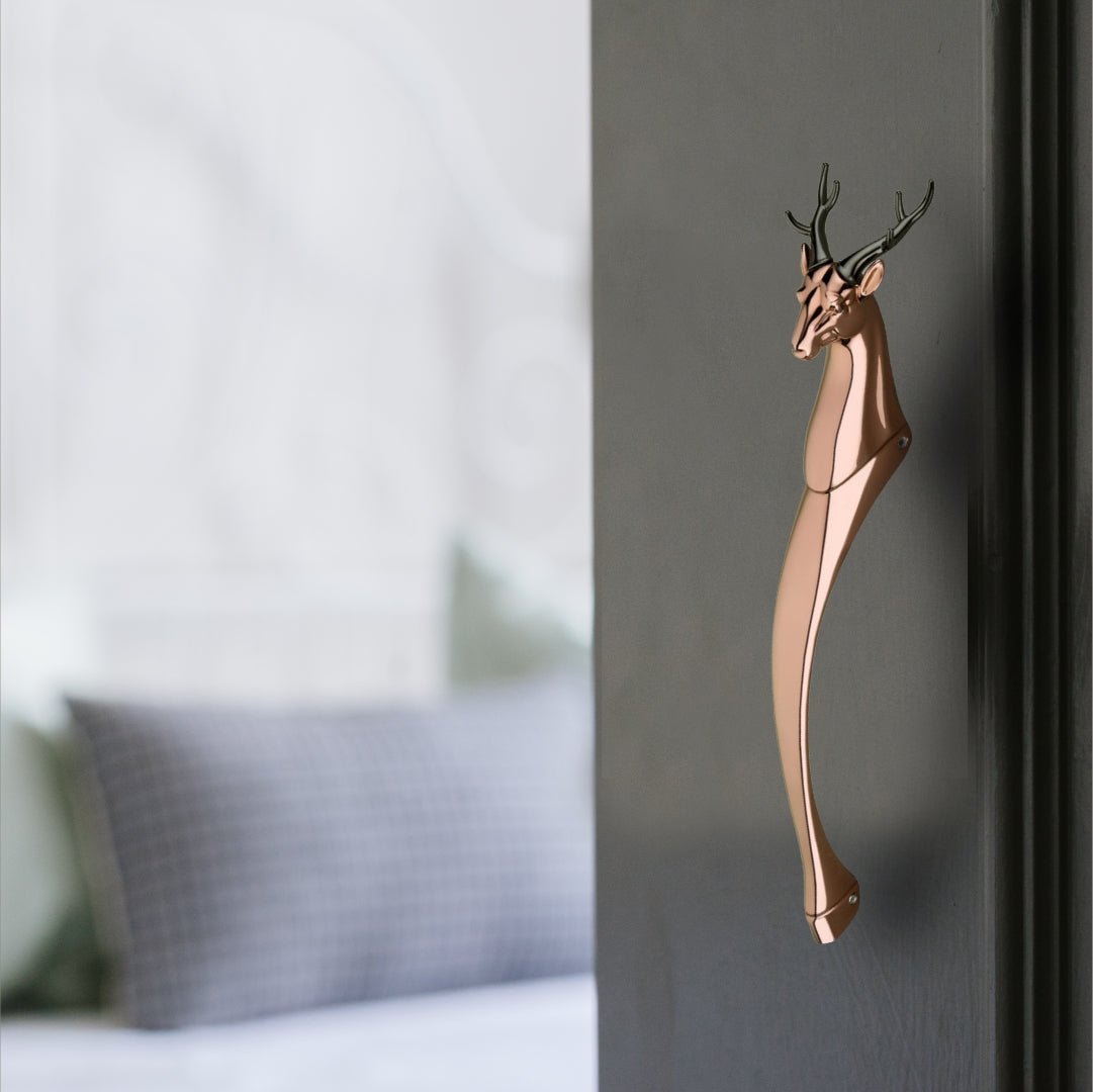 gloxy deer shape aluminium front door handle 8 inch rose gold