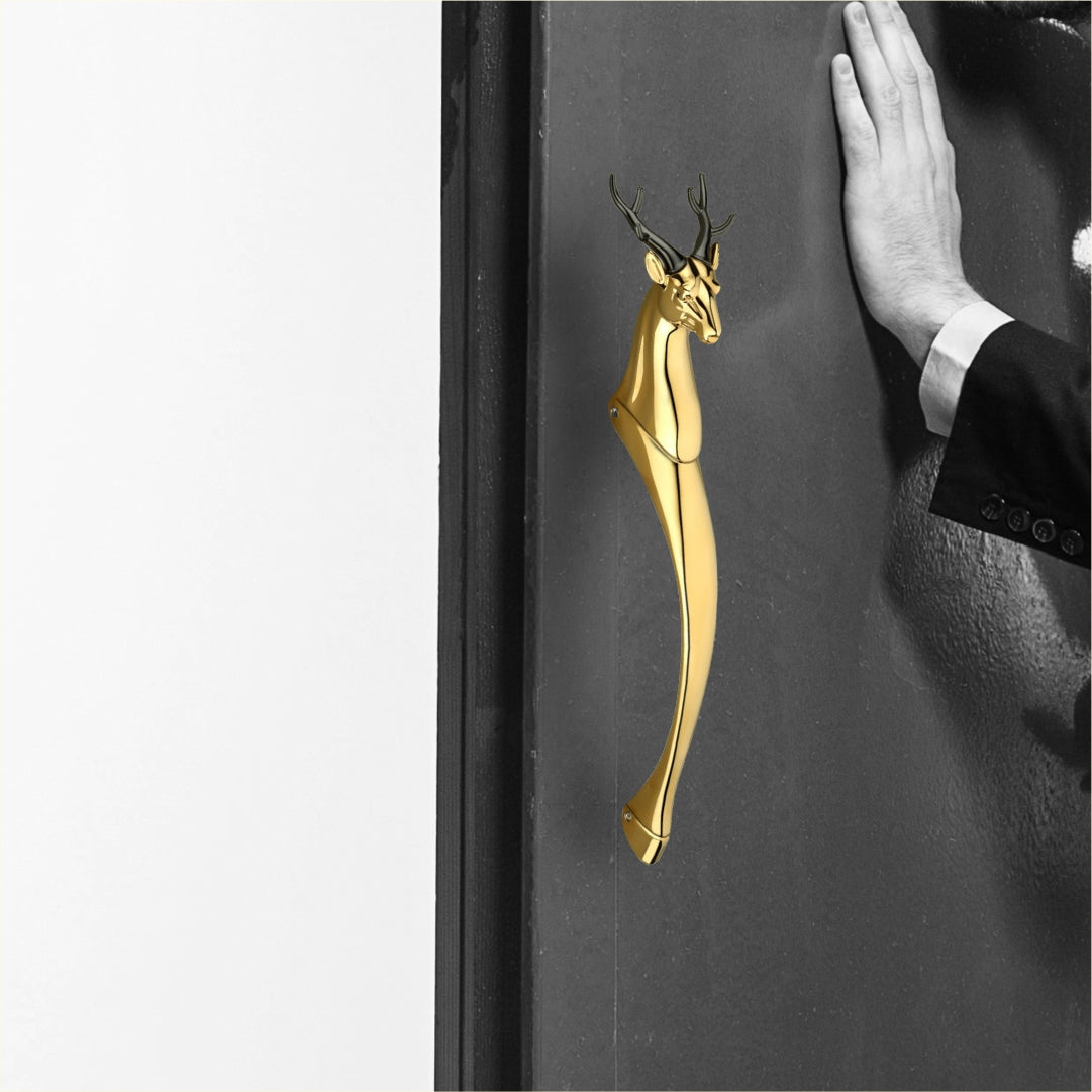 12 inch pull door handle brass deer shape