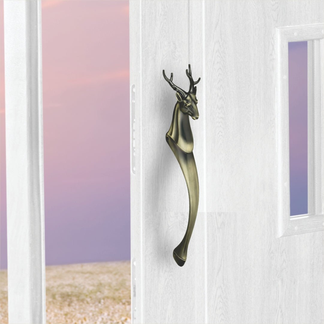 gloxy deer shape aluminium main door handle 12 inch antique