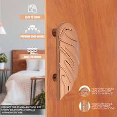 GLOXY Aluminium  Leaf Shape Door Handles for Main Door Handle Decorative Push & Pull Door Handle for All The Doors of Houses, Offices, Hotels -Rose Gold Finish