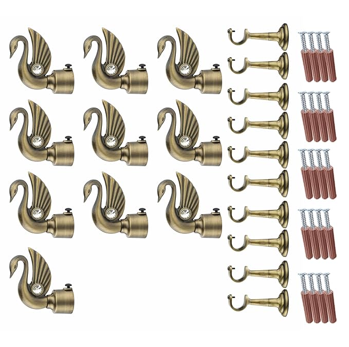 Swan Bird Shape Aluminium Curtain Bracket with L Support(Antique)