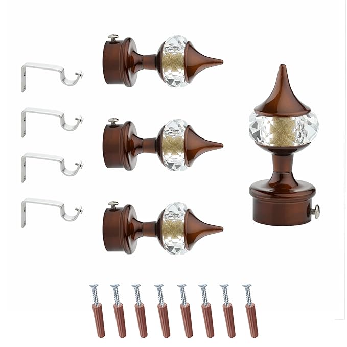 Coffee Single Diamond Aluminium Curtain Bracket with Support