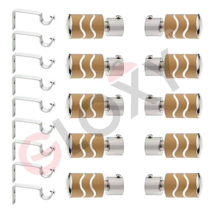 2 Line Aluminium Curtain Bracket with Support(Mustard)