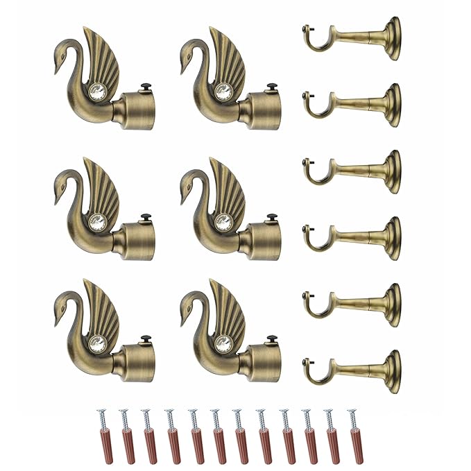 Swan Bird Shape Aluminium Curtain Bracket with L Support(Antique)