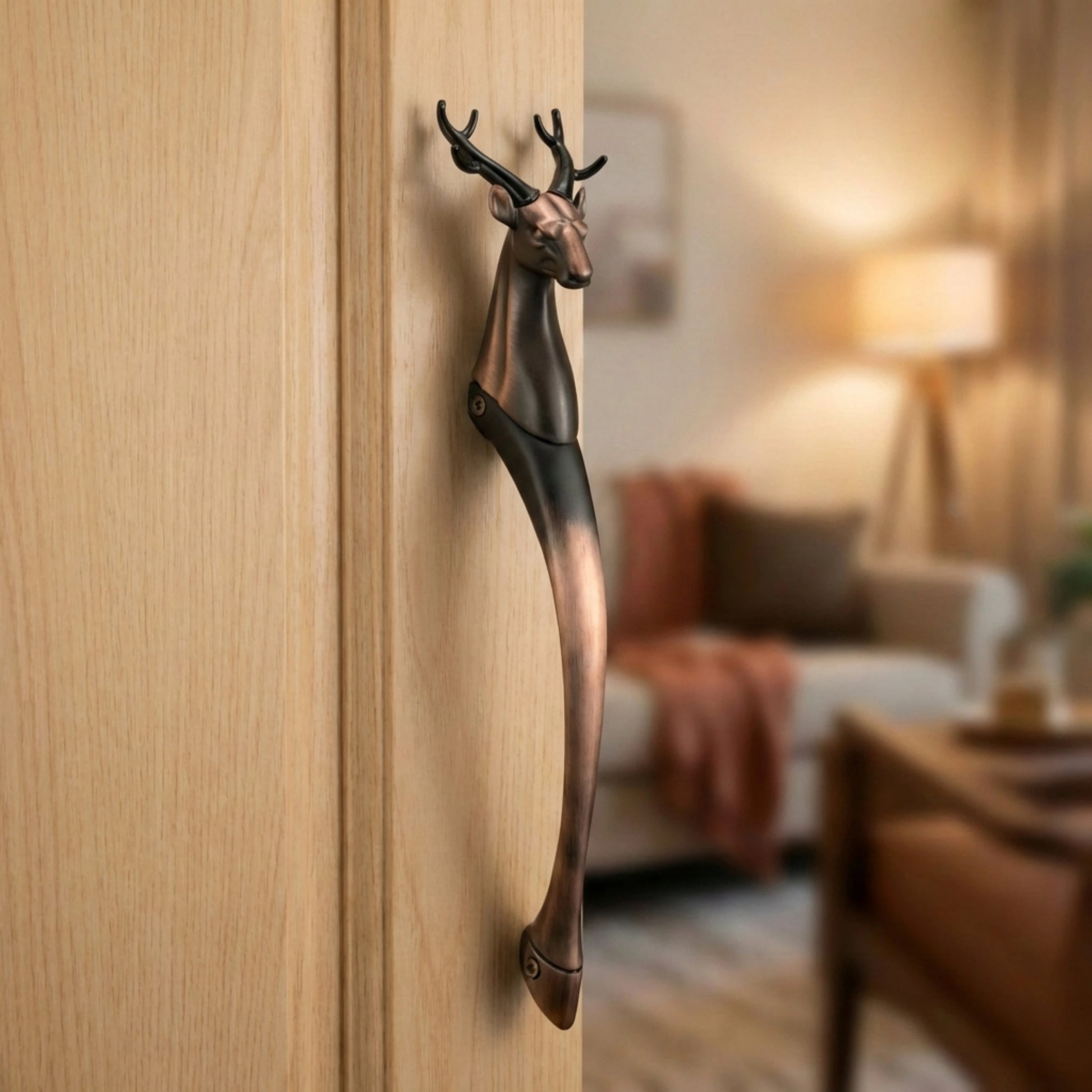 Gloxy Deer Shape Aluminium Main Gate Handle 21 Inch -Copper Black