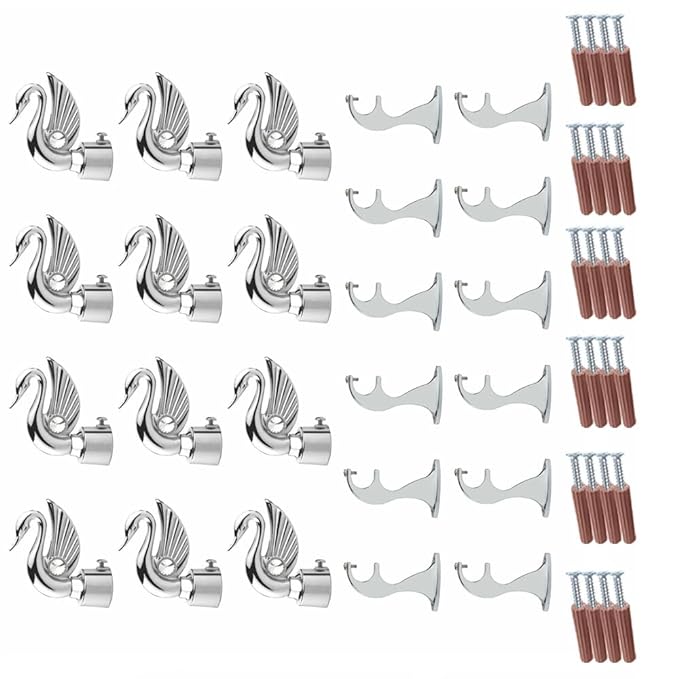 Swan Bird Shape Aluminium Curtain Bracket with Talwar Support(Silver)