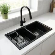 GLOXY Premium Quartz Granite Double Bowl Kitchen Sink 37x18x9 Inches