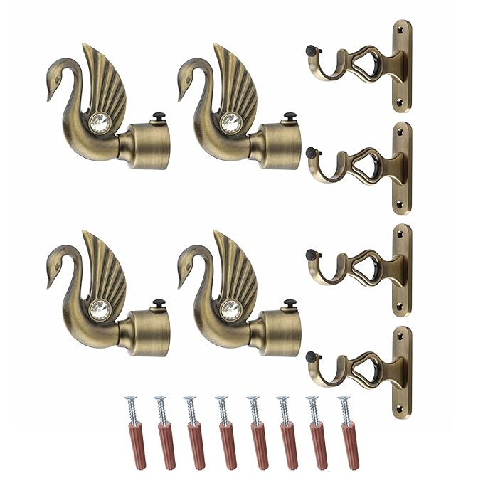 Swan Bird Shape Aluminium Curtain Bracket with Cherry Support(Antique)