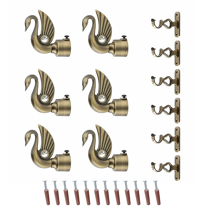 Swan Bird Shape Aluminium Curtain Bracket with Cherry Support(Antique)