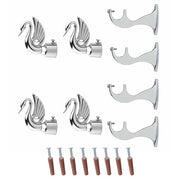Swan Bird Shape Aluminium Curtain Bracket with Talwar Support(Silver)