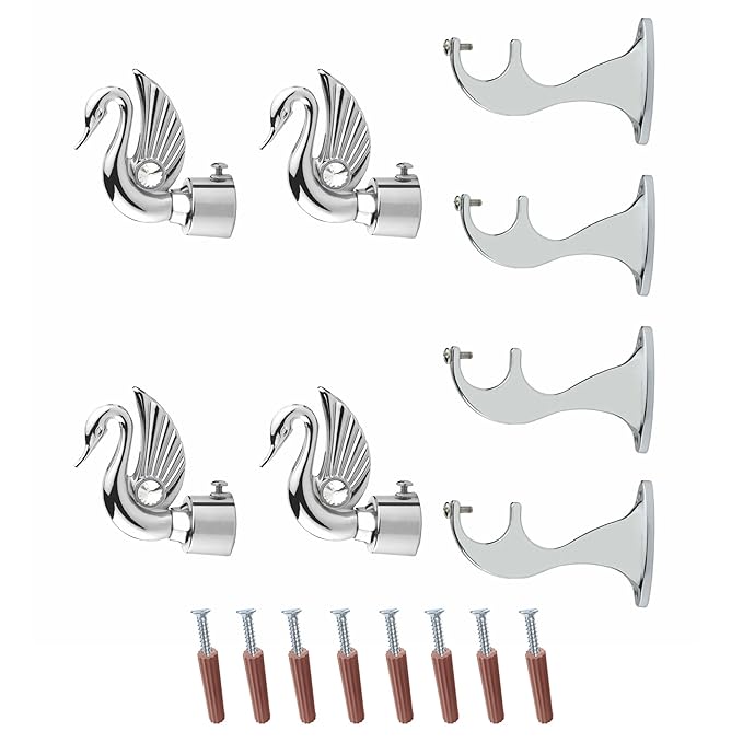 Swan Bird Shape Aluminium Curtain Bracket with Talwar Support(Silver)
