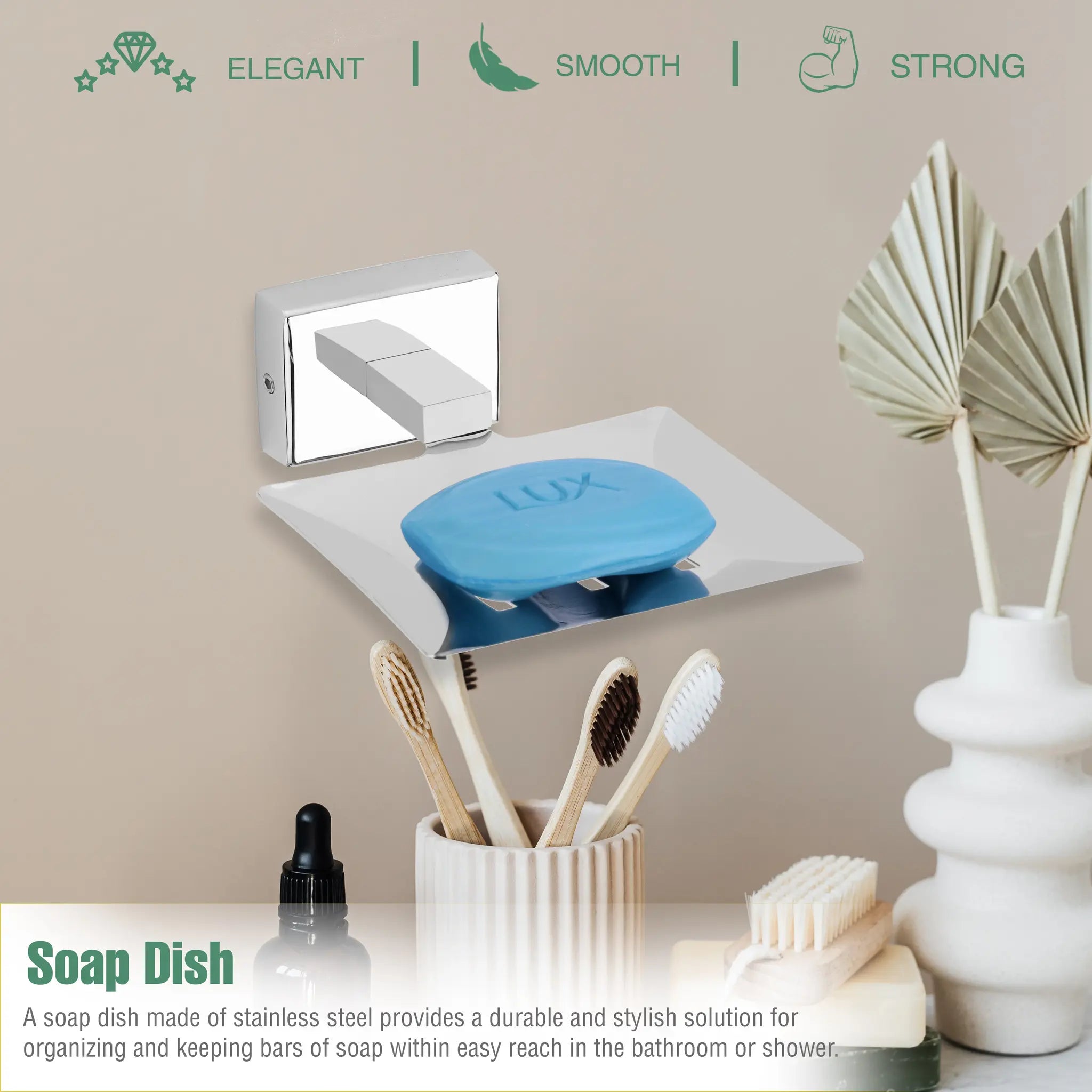 Stainless Steel SS304 Single Soap Holder (Silver)-by GLOXY®