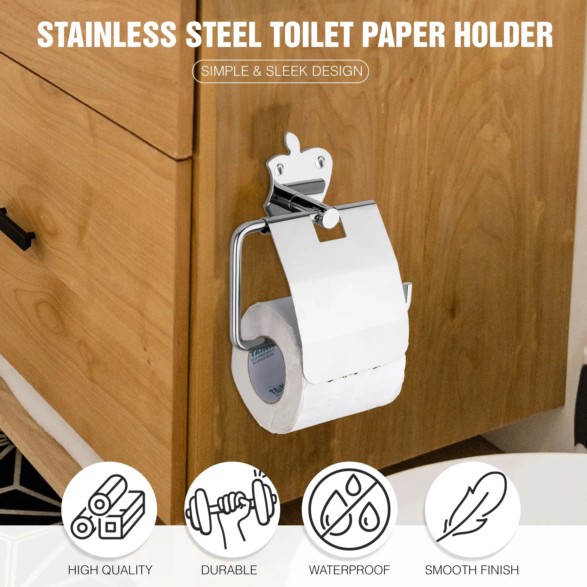 Apple Shape Stainless Steel SS304 Toilet Paper Holder (19 X 7 Centimeters, Silver)-by GLOXY®