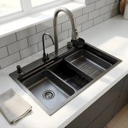 GLOXY Stainless Steel Waterfall Sink With Waterfall Faucet,RO Tap
