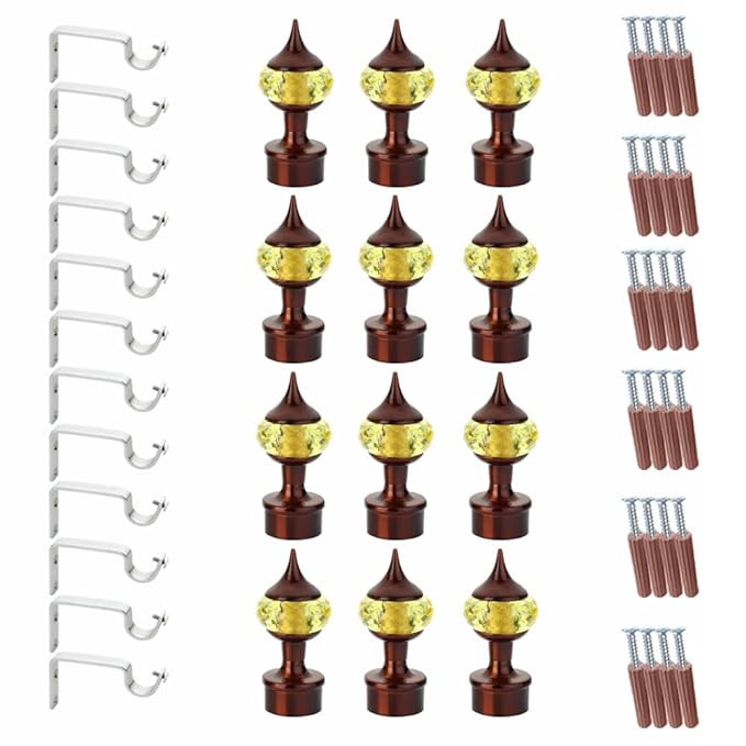 Single Diamond Aluminium Curtain Bracket in Coffee Mix Yellow with Support