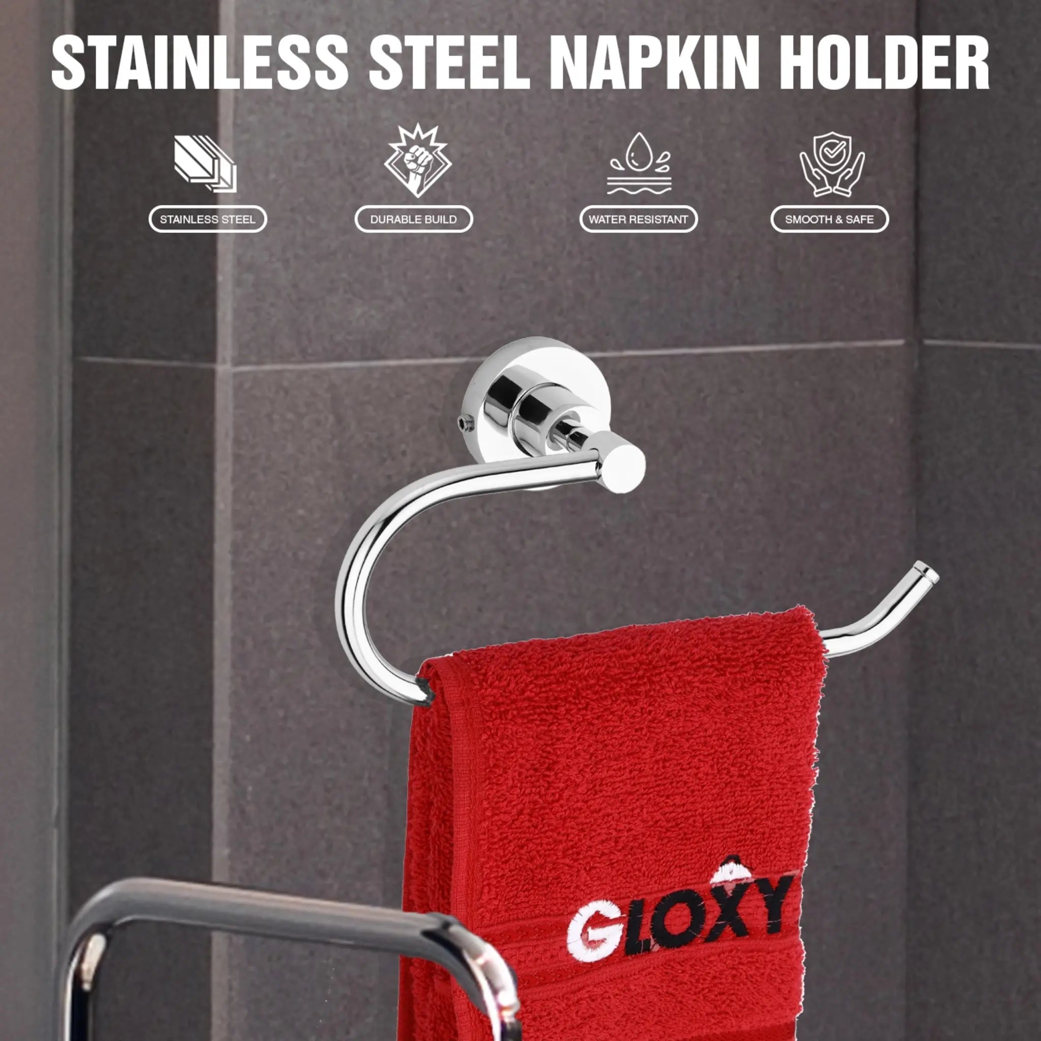 Care Shape Stainless Steel SS304 Napkin Holder (19 X 7 X 11.5 Centimeters, Silver)-by GLOXY®