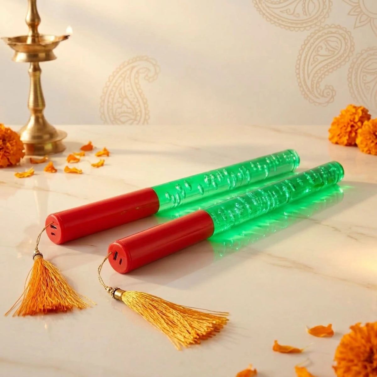 Single Colour LED Dandiya Sticks for Garba & Navratri – Battery Operated Light Up Dandiya | Green