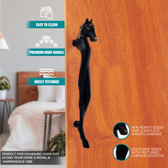 GLOXY Aluminium  Horse Shape Door Handles for Main Door Handle Decorative Push & Pull Door Handle All The Doors of Houses, Offices, Hotels -Black Finish