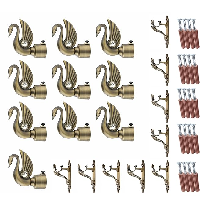 Swan Bird Shape Aluminium Curtain Bracket with Cobra Support(Antique)