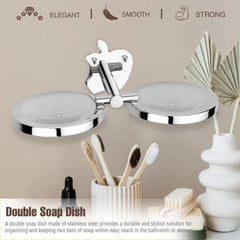 Apple Shape Stainless Steel SS304 Double Soap Dish (Silver)-by GLOXY®