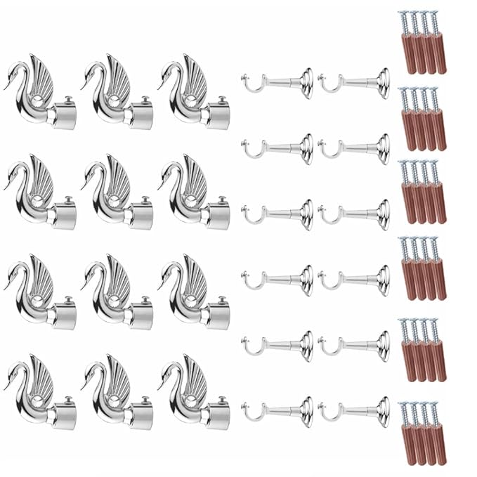 Swan Bird Shape Aluminium Curtain Bracket with L Support(Silver)-by GLOXY