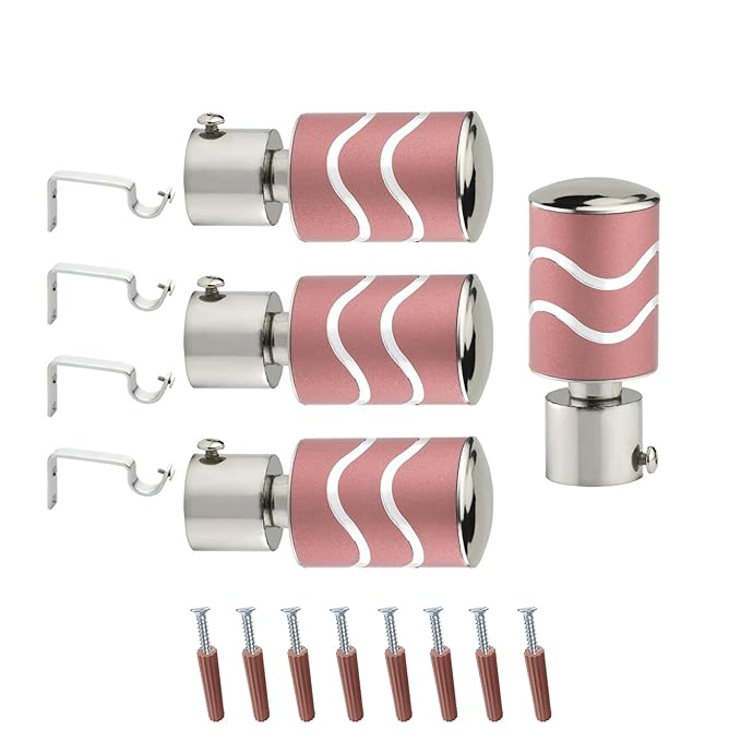 2 Line Aluminium Curtain Bracket with Support(Pink)