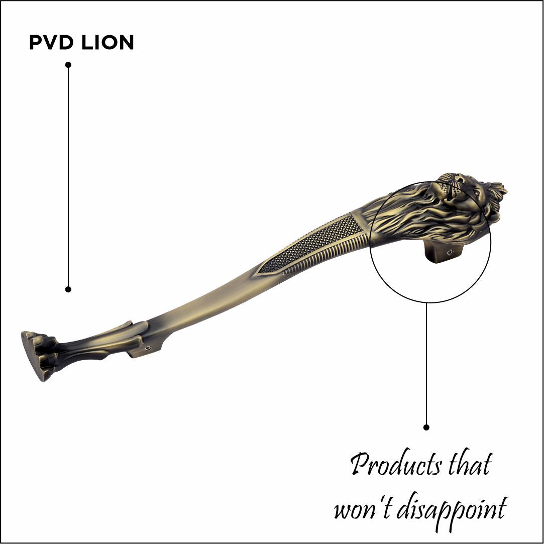 GLOXY  Lion Shape Curved Door Handles for Main Door Handle Decorative Push & Pull Door Handle for All Types of Doors for Home & Offices -Antique Finish