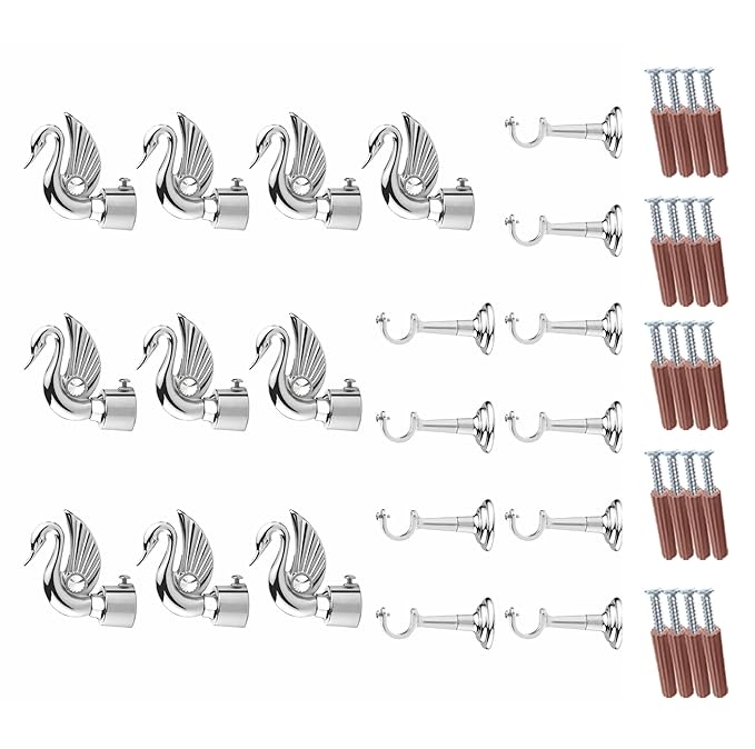 Swan Bird Shape Aluminium Curtain Bracket with L Support(Silver)-by GLOXY