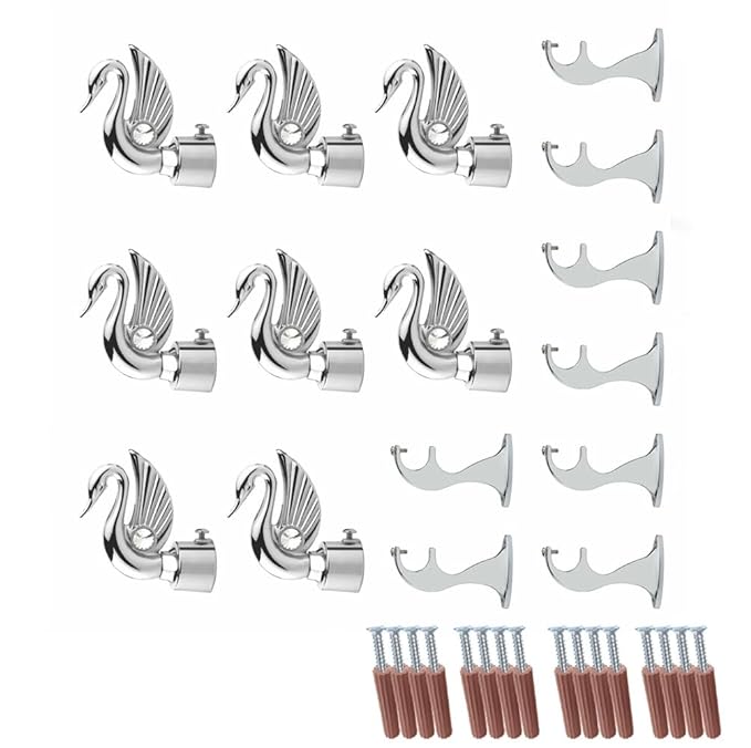 Swan Bird Shape Aluminium Curtain Bracket with Talwar Support(Silver)