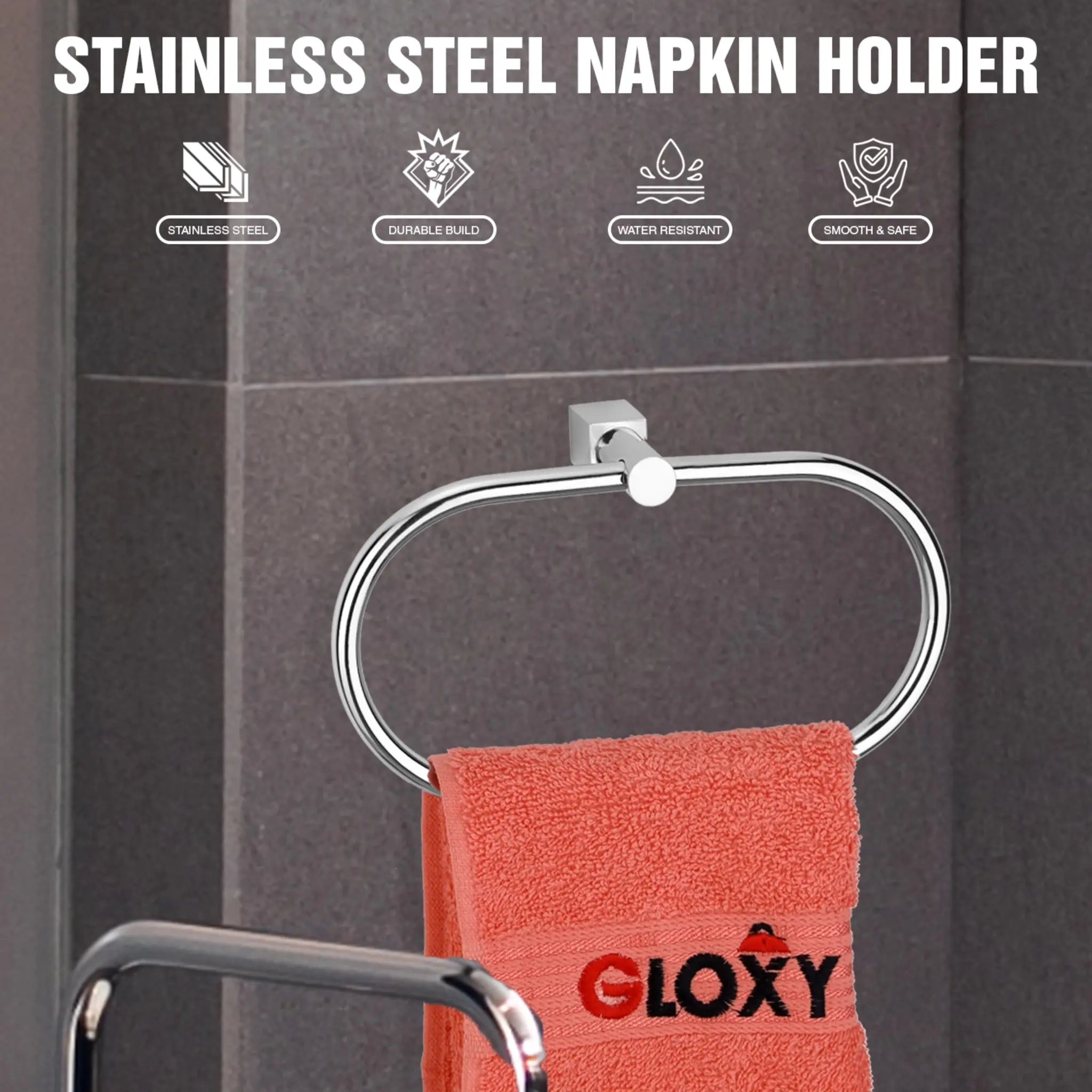 Stainless Steel SS304 Napkin Holder- (19 X 7 X 11.5 Centimeters, Silver)-by GLOXY®