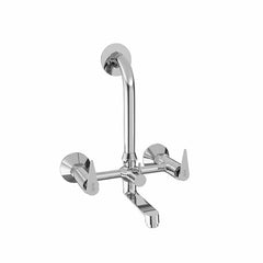 Chrome Finish Handle Controlled Wall Mixer with L Bend Faucet Tap Bib for Hot & Cold Water for Bathroom Areas & Showers (Nano)-by GLOXY®