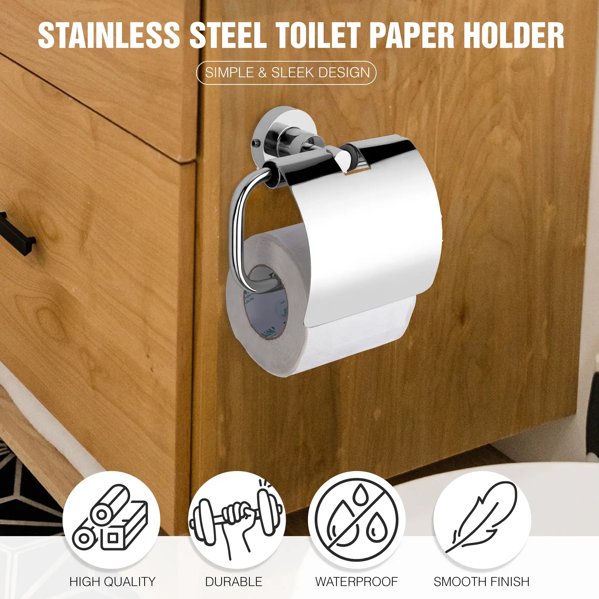 Care Shape Stainless Steel SS304 Toilet Paper Holder (19 X 7 Centimeters, Silver)-by GLOXY®