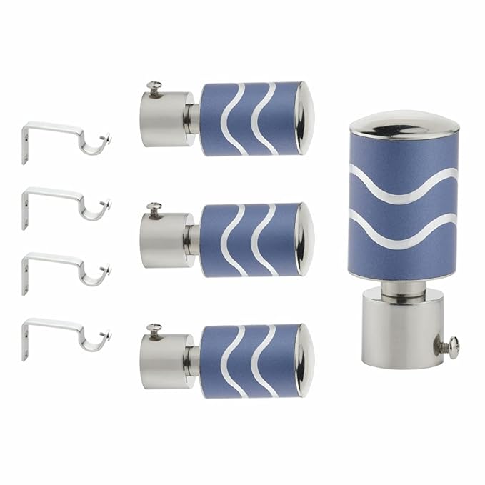 2 Line Aluminium Curtain Bracket with Support(Blue)