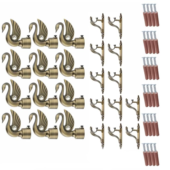 Swan Bird Shape Aluminium Curtain Bracket with Cobra Support(Antique)