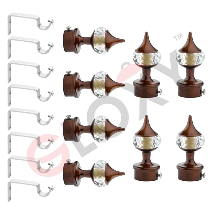 Coffee Single Diamond Aluminium Curtain Bracket with Support