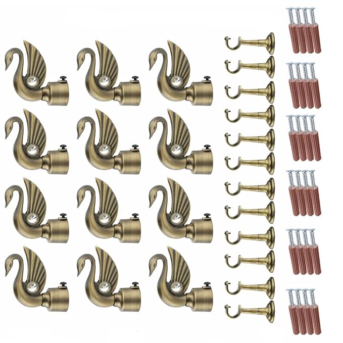 Swan Bird Shape Aluminium Curtain Bracket with L Support(Antique)