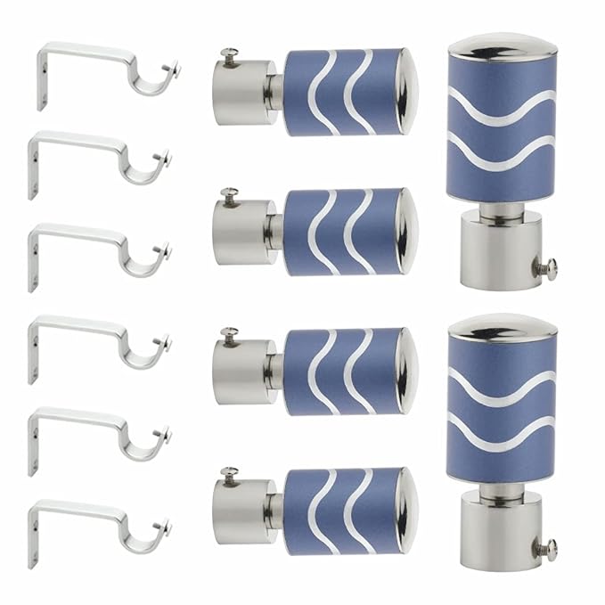 2 Line Aluminium Curtain Bracket with Support(Blue)