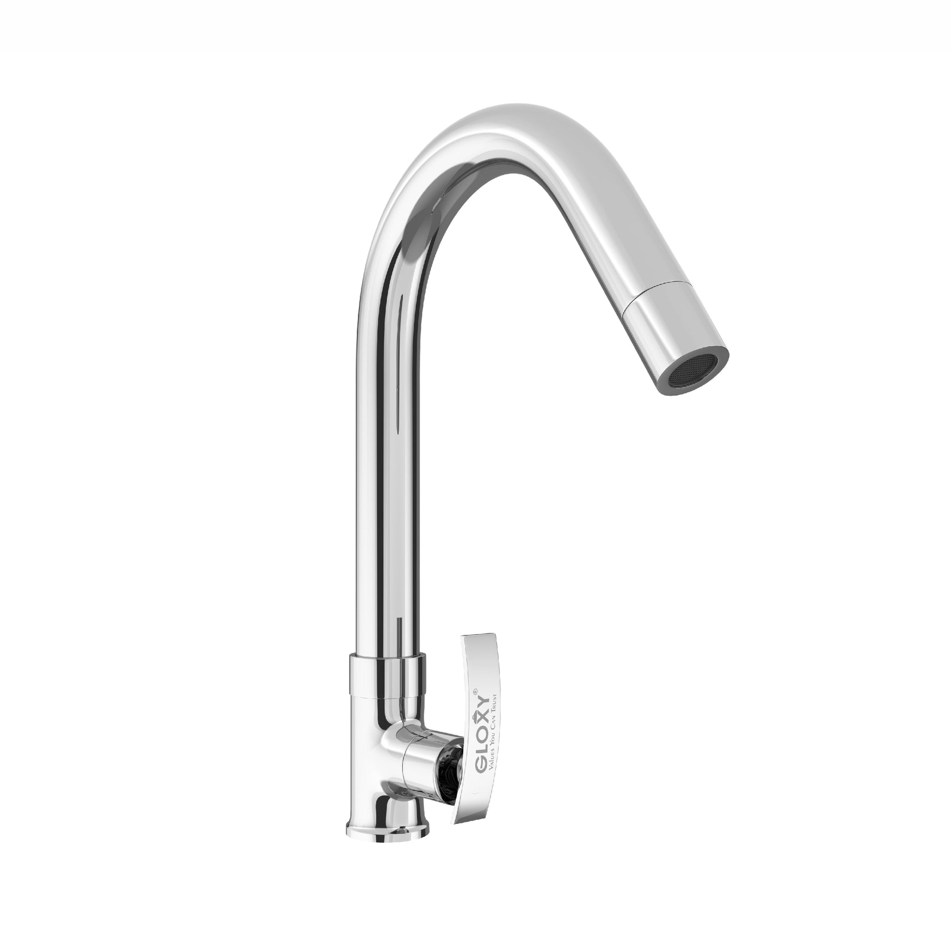 Chrome Finish Deck Mount Swan Neck Brass 360 Swivel Pillar Tap
